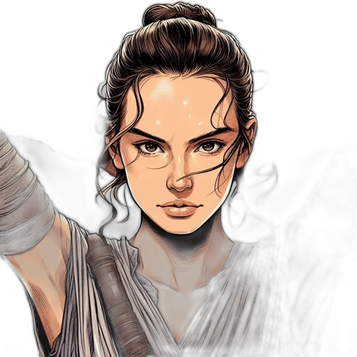 weapon, comic book art, concept art, fantasy art, photorealistic, earth tones, illustrated, woman transparent PNG cut-out