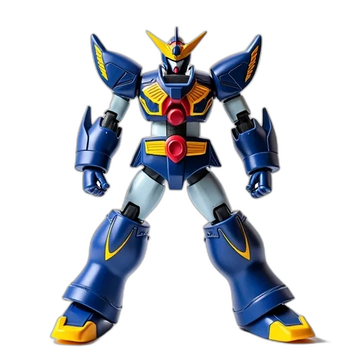 robot, weapon, 3d render, concept art, detailed, image, blue, yellow transparent PNG cut-out