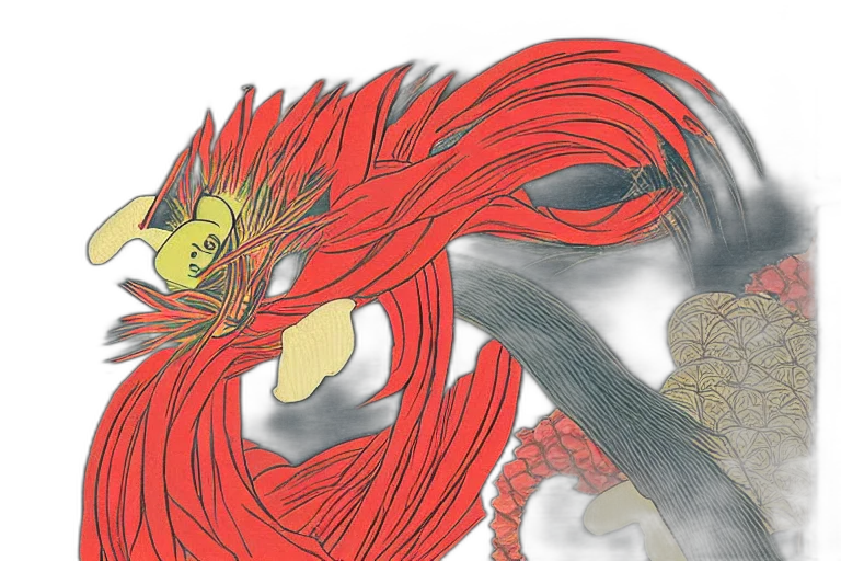 dragon, hair, mask, concept art transparent PNG cut-out