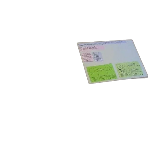 3d render, pastel, green, table, scissors, post-it, notes transparent PNG cut-out