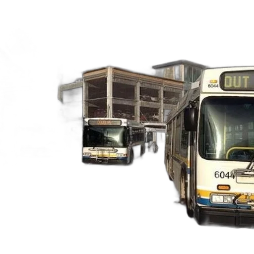 photorealistic, concept art, 3d render, city street, buses, parked, snowy, bus transparent PNG cut-out