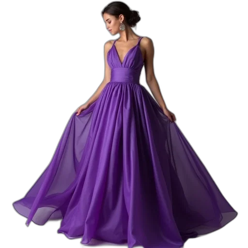dress, woman, wearing, purple, flowing, skirt, fitted, bodice transparent PNG cut-out