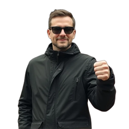 jacket, staff, face, umbrella, 3d render, concept art, pixel art, cartoon transparent PNG cut-out