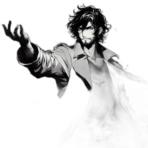 staff, jacket, sword, weapon, concept art, fantasy art, comic book art, photorealistic transparent PNG cut-out