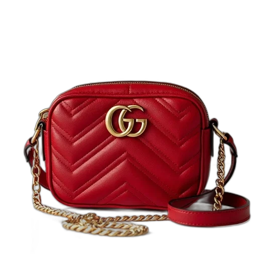 red, small, leather, bag transparent PNG cut-out