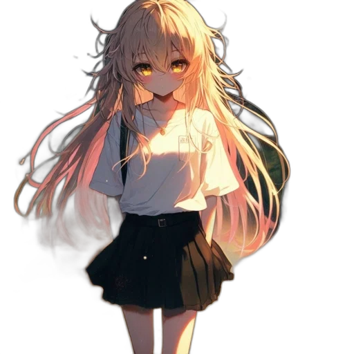 dress, hair, creature, face, anime, pixel art, concept art, watercolor transparent PNG cut-out