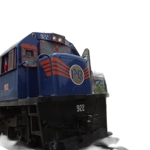 3d render, photorealistic, concept art, blue, orange, train, number, 922 transparent PNG cut-out