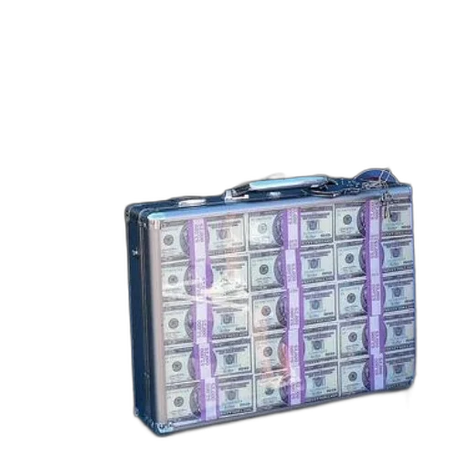 vaporwave, cyberpunk, 3d render, pastel, suitcase, filled, money, sits transparent PNG cut-out