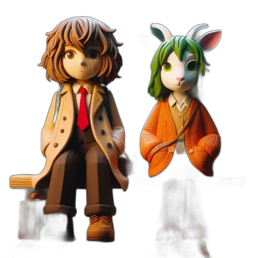 3d render, concept art, fantasy art, two, characters, human-like, figure, humanoid transparent PNG cut-out