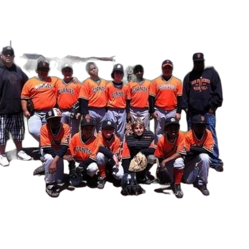 staff, mask, baseball, team, wearing, orange, jerseys, word transparent PNG cut-out