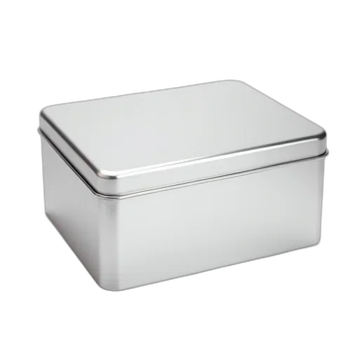 furniture, food, 3d render, silver, metal, box, rectangular, shape transparent PNG cut-out
