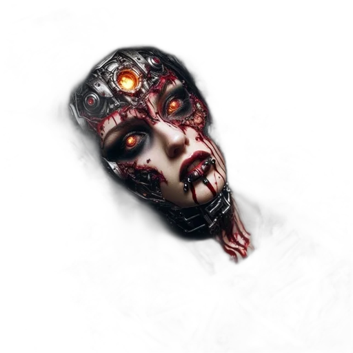 mask, face, robot, creature, concept art, fantasy art, 3d render, photorealistic transparent PNG cut-out