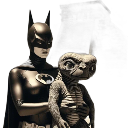 comic book art, concept art, 3d render, outer space, batman, figure, stands, before transparent PNG cut-out