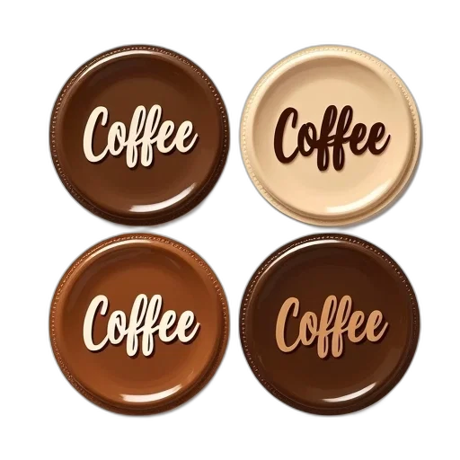 3d render, earth tones, second, image, shows, four, circular, coffee-themed transparent PNG cut-out