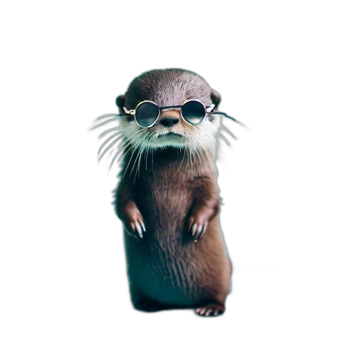 animal, creature, staff, hat, 3d render, concept art, photorealistic, otter transparent PNG cut-out