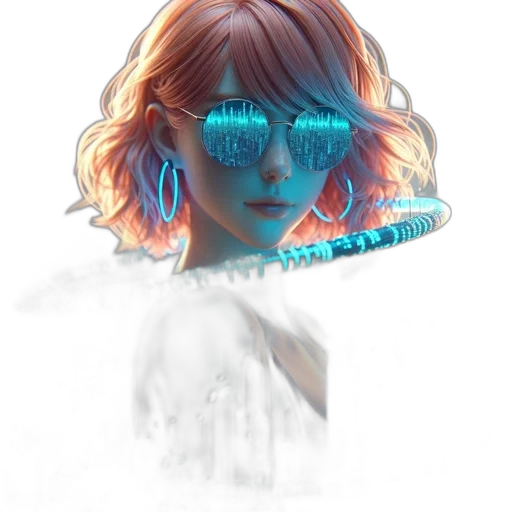 mask, face, robot, hair, cyberpunk, vaporwave, concept art, anime transparent PNG cut-out