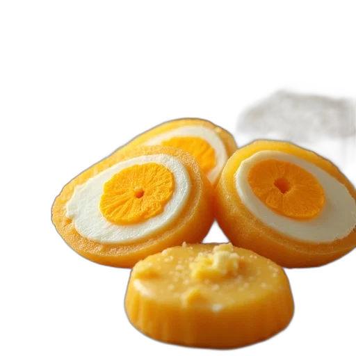 food, 3d render, golden, vidal, candies, egg, slices transparent PNG cut-out