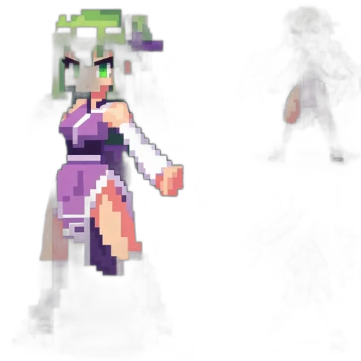 dress, pixel art, 3d render, concept art, fantasy art, snow, green, monochrome transparent PNG cut-out