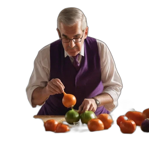 food, elderly, man, room, bed, prepares, oranges, vegetables transparent PNG cut-out