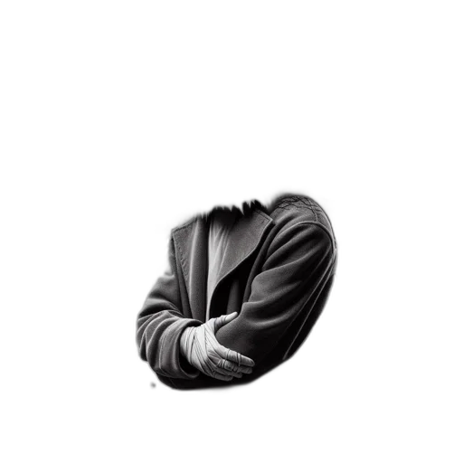 jacket, mask, face, hair, photorealistic, pencil sketch, 3d render, concept art transparent PNG cut-out