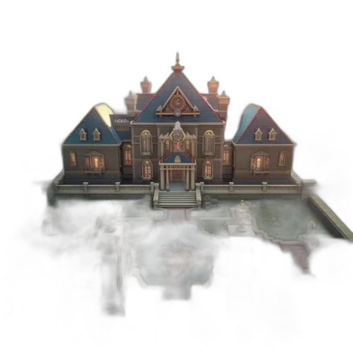 building, crown, concept art, 3d render, pixel art, fantasy art, fog, snow transparent PNG cut-out