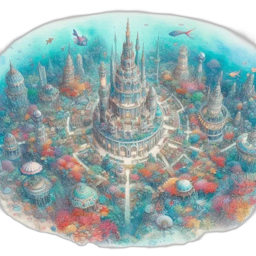 crown, concept art, fantasy art, watercolor, 3d render, underwater, outer space, fog transparent PNG cut-out