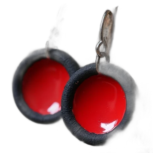jewelry, 3d render, photorealistic, pair, earrings, red, black, color transparent PNG cut-out