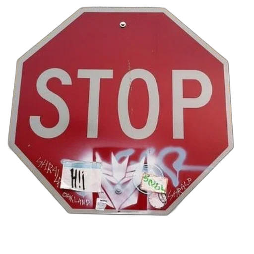 weapon, food, photorealistic, stop, sign, stickers, graffiti, surrounded transparent PNG cut-out