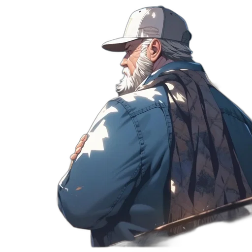 jacket, hat, face, staff, concept art, watercolor, comic book art, anime transparent PNG cut-out