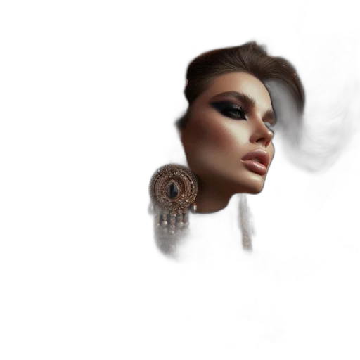 jewelry, face, hair, mask, photorealistic, concept art, fantasy art, 3d render transparent PNG cut-out