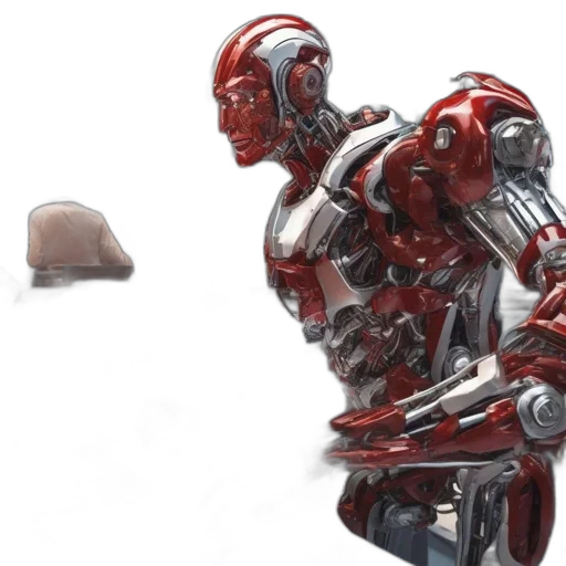robot, weapon, concept art, 3d render, comic book art, photorealistic, red, high-tech transparent PNG cut-out