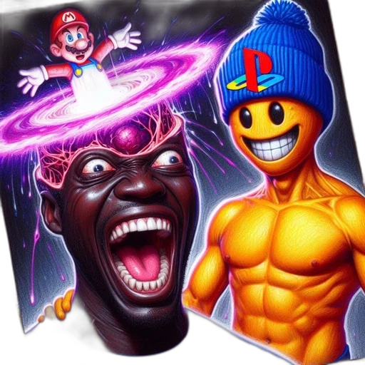 hat, concept art, pixel art, comic book art, screaming, man, vortex, colors transparent PNG cut-out