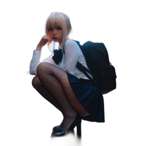 jacket, umbrella, shoes, dress, anime, pixel art, vaporwave, 3d render transparent PNG cut-out
