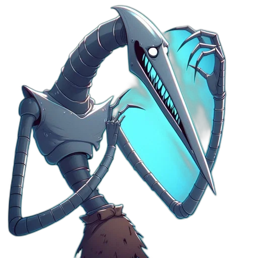 robot, staff, weapon, sword, concept art, cyberpunk, fantasy art, pixel art transparent PNG cut-out