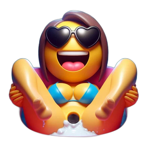 3d render, animated, female, emoticon, relaxes, pool, donning, heart-shaped transparent PNG cut-out