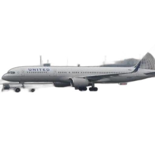 photorealistic, 3d render, united, airlines, airplane, parked, tarmac, airport transparent PNG cut-out