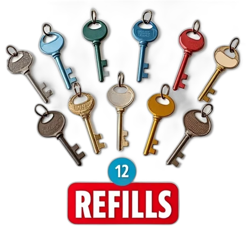set, keys, different, colors, designs, displayed, arranged, vertical transparent PNG cut-out