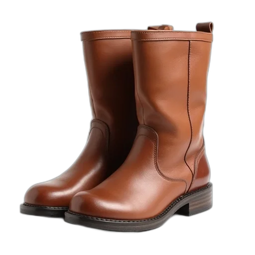 shoes, photorealistic, pair, brown, leather, boots, smooth, finish transparent PNG cut-out