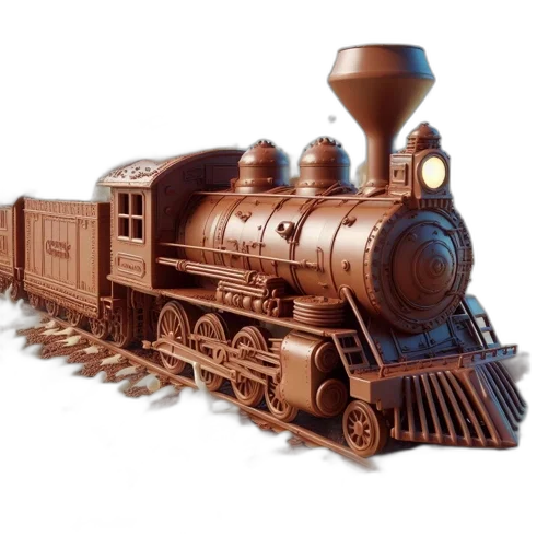 weapon, animal, 3d render, photorealistic, concept art, oil painting, chocolate, train transparent PNG cut-out