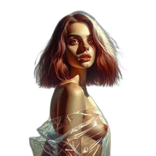 dress, face, mask, hair, oil painting, concept art, photorealistic, fantasy art transparent PNG cut-out