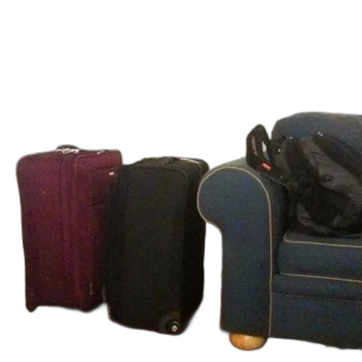 furniture, dark, two, suitcases, one, purple, black, sit transparent PNG cut-out