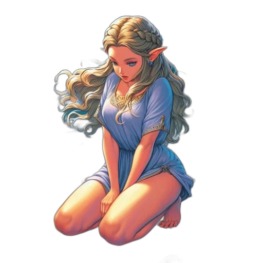 dress, face, fantasy art, comic book art, pixel art, concept art, blue, pastel transparent PNG cut-out