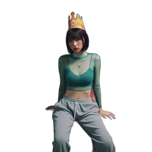 crown, jacket, creature, concept art, 3d render, fantasy art, pixel art, outer space transparent PNG cut-out