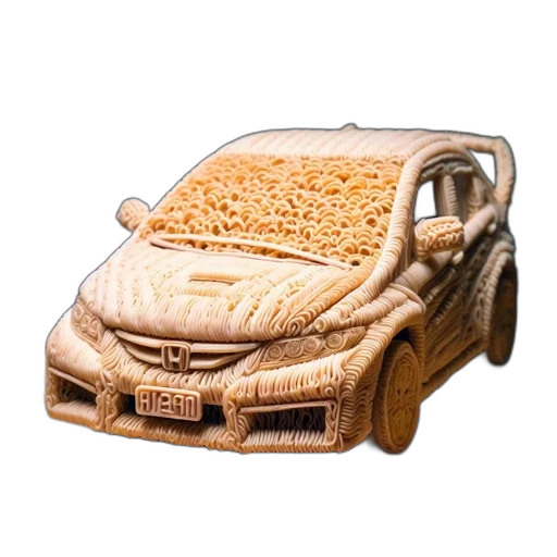 car, food, animal, furniture, 3d render, photorealistic, pasta, sculpture transparent PNG cut-out