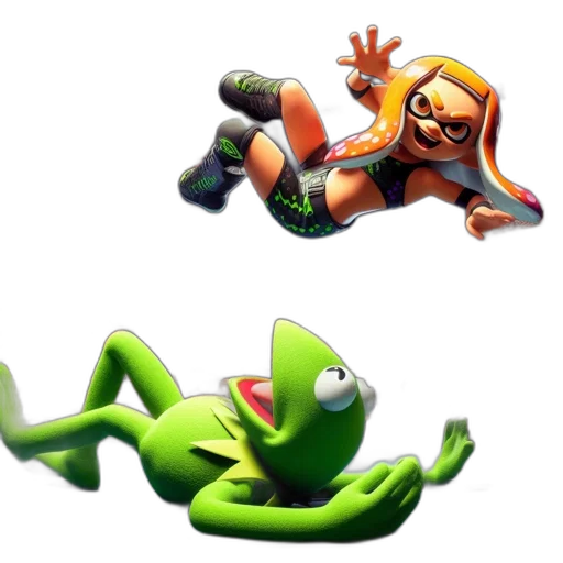 concept art, 3d render, pixel art, comic book art, green, neon, wrestling, ring transparent PNG cut-out