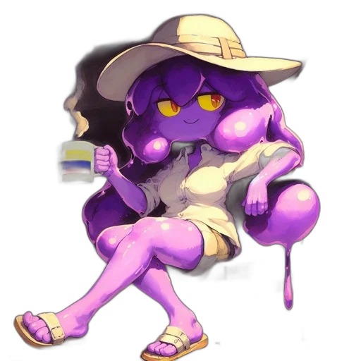 creature, hat, staff, weapon, concept art, pixel art, watercolor, vaporwave transparent PNG cut-out