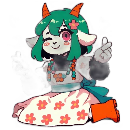 staff, dress, creature, flower, pixel art, anime, concept art, vaporwave transparent PNG cut-out