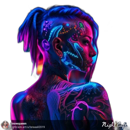 face, jewelry, mask, cyberpunk, photorealistic, concept art, fantasy art, neon lights transparent PNG cut-out