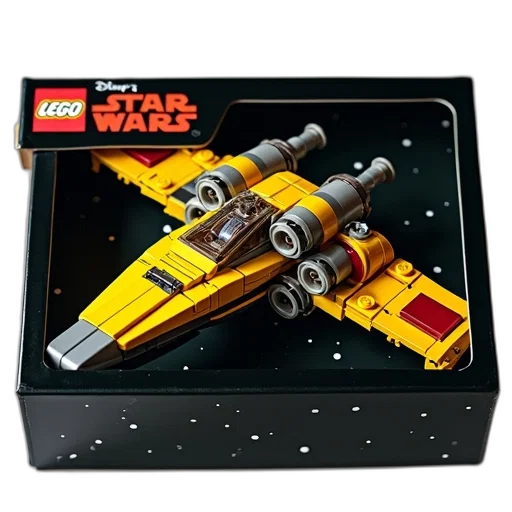 3d render, concept art, outer space, yellow, black, lego, star, wars transparent PNG cut-out