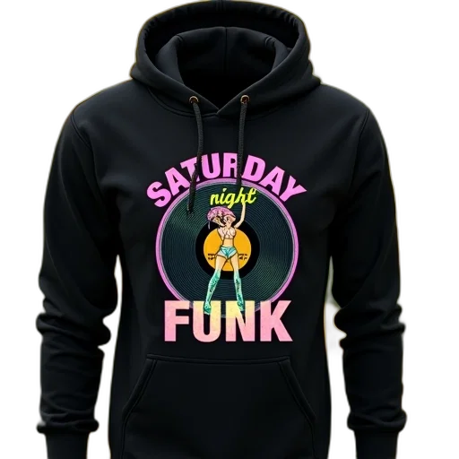 cartoon, black, hoodie, graphic, design, featuring, dancer, disco transparent PNG cut-out
